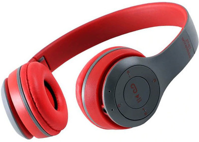 BUFONA Bluetooth sports Wireless BUAOP47 Gaming Headphone with mic Bluetooth(Red, Grey, On the Ear)