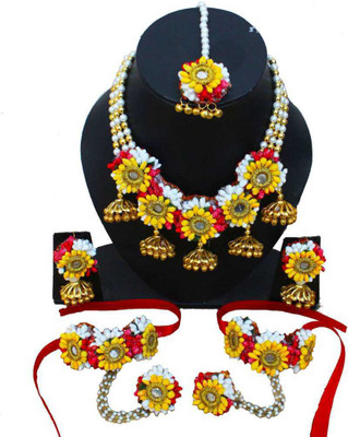 CRAFTCREATION Fabric Maroon Jewellery Set(Pack of 1)