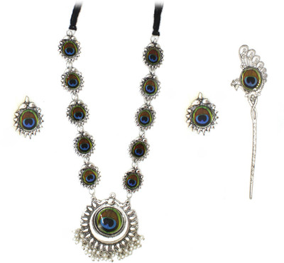 Shining Angel Oxidised Silver Silver Multicolor Jewellery Set(Pack of 1)