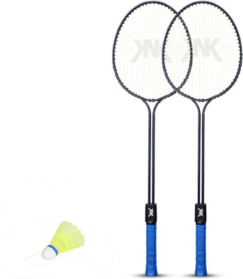 KNK Double Shaft Single Colour Set Of 2 Piece Badminton Racket With 1 Piece Plastic Shuttle Badminton Kit