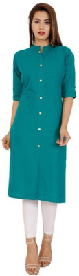 badodiya's Women Solid Straight Kurta(Green)