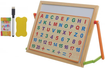 GR8INDIA 2 in 1 Double Sided Writing Board Slate with Magnetic Alphabets Number(White, Black)
