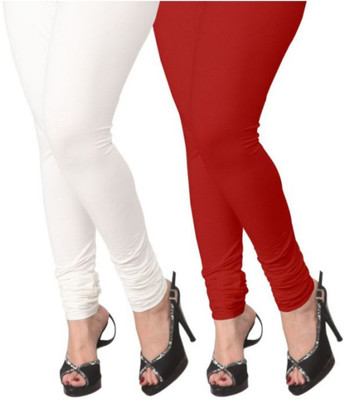 livspaice Churidar  Ethnic Wear Legging(Red, Solid)