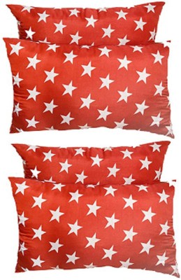 DONDA White Star Microfibre, Polyester Fibre Solid Sleeping Pillow Pack of 4(Red)
