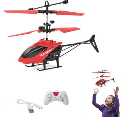 Just97 RC Helicopter, Remote Control Helicopter with Sensor and LED Light(Red, Black)