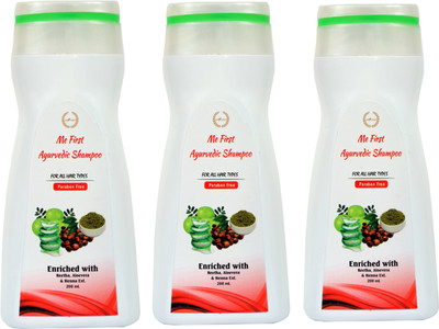 ME FIRST Amla Reetha Shikakai & Aloevera Shampoo For Hair fall control and Damage Repair, Fast Hair Growth, Healthy Scalp, Removes Dandruff & Lice ( 200ML × 3 )(3)