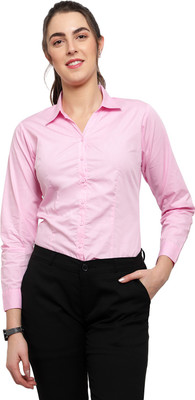 Blue Ronin Women Solid Casual Pink Shirt