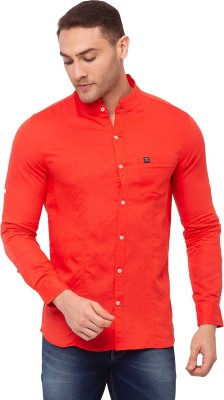 Status Quo Men Solid Casual Orange Shirt