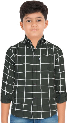 AIDAN PAUL Boys Checkered Casual Green Shirt