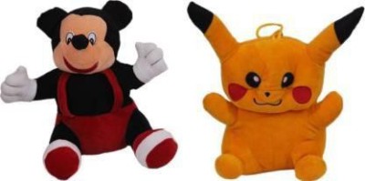 Nihan Enterprises Kids Favourite Mickey Mouse and Pikachu | Premium Quality Mouse Teddy | Stuffed Soft Toys - Small (30 Cm ) ( Multicolor )  - 30 cm(Multicolor)