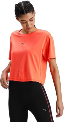 PUMA Solid Women Round Neck Orange T-Shirt