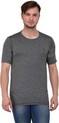 Leebonee Solid Men Round Neck Grey T-Shirt