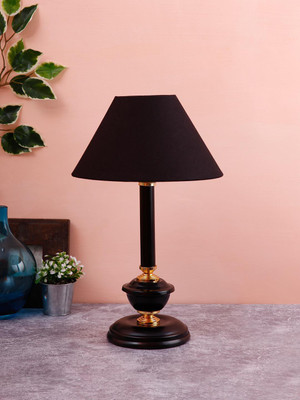 Devansh Black cotton table lamp with black base Table Lamp(42 cm, Black)