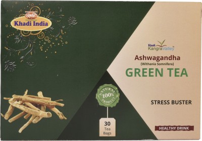 Khadi Kangra Valley ASHWAGANDHA GREEN TEA (Dip-Dip) Tea Bag (Pack of 30 bags)) Green Tea Bags Box(100 g)