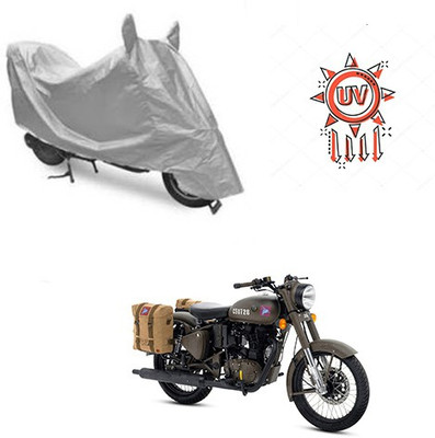 Atulit enterprises Waterproof Two Wheeler Cover for Royal Enfield(Classic 500, Silver)
