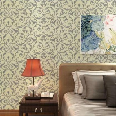 AURORA SHOPPE Floral & Botanical Silver Wallpaper(1000 cm x 45 cm)