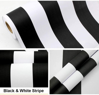 ML BALAJI CREATIONS Vinyl Decorative White, Black Wallpaper(L x W: 200 cm x 45 cm)
