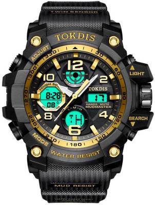 GTX-11 Watch For Men - Premium Imported Casual Sporty Analog Digital Automatic Day and Date Function Black and Red Dial Black Synthetic Leather (Silicon) Strap watch for Men and Boys Analog-Digital Watch  - For Men