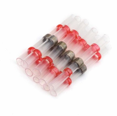 DIY Crafts 25 Pcs Red Heat Shrink Butt Wire Terminals 22-18AWG Waterproof Tinned Copper Solder Seal Connectors Kit 0.5-1.0mm2 Crimp Terminals Waterproof connector Wire Connector(Clear, Pack of 50)