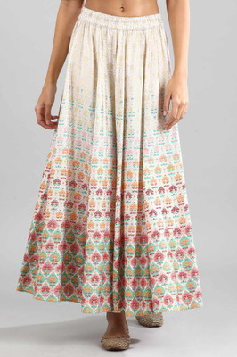 Aurelia Floral Print Women Pleated White Skirt