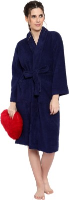 Cotton Trendy Blue Free Size Bath Robe(1 Pcs Premium Bathrobe, For: Men & Women, Blue)
