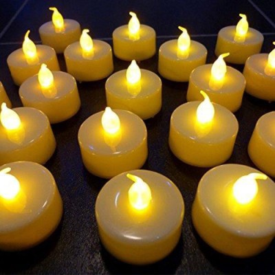 Goyal TL-1BT LED Flame Less Yellow Tea Light Candles with 1 Set of Extra Batteries (Set of 12) Candle(Multicolor, Pack of 12)