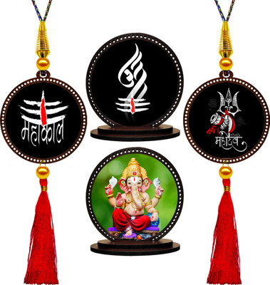 ClassiGiftz Shiva & Ganesha Car Hanging & Car Dashboard Idol Showpiece Combo (Set of 4) Car Hanging Ornament(Pack of 4)