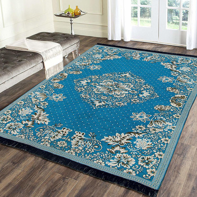 TruewalleT Light Blue Chenille Carpet(5 cm,  X 7 cm, Rectangle)