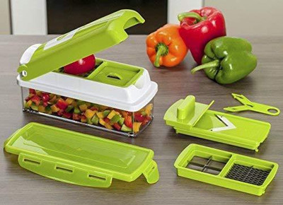 FRDE 12 in 1 Multi-Purpose Vegetable and Fruit Chopper, Fruit Grater, Slicer Dicer, Chipper, Peeler | Hand Chopper, Cutter - All in One (Green) Vegetable & Fruit Grater & Slicer(1 Chopper)