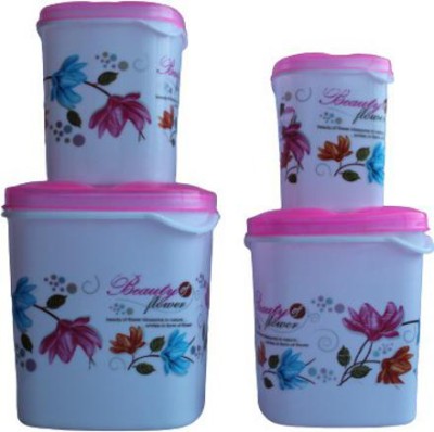 VEERA FASHION Plastic Grocery Container  - 1000 ml(Pack of 4, Pink)