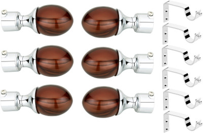 Siyara Silver Rod Rail Bracket Metal(Pack of 6)
