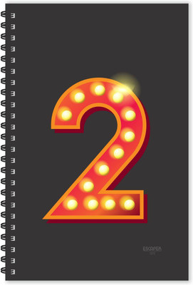 ESCAPER Number 2 - Numeric Diary (Ruled - A5 Size - 8.5 x 5.5 inches), Letter 2 Diary, Numbers Diary, Notebook A5 Diary Ruled 160 Pages(Black)
