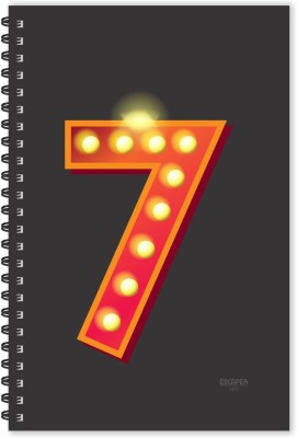 ESCAPER Number 7 - Numeric Diary (Ruled - A5 Size - 8.5 x 5.5 inches), Letter 7 Diary, Numbers Diary, Notebook A5 Diary Ruled 160 Pages(Black)