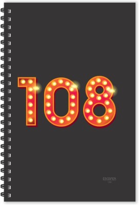 ESCAPER Number 108 - Numeric Diary (Ruled - A5 Size - 8.5 x 5.5 inches), Lucky Number Diary, Spiritual Diary A5 Diary Ruled 160 Pages(Black)