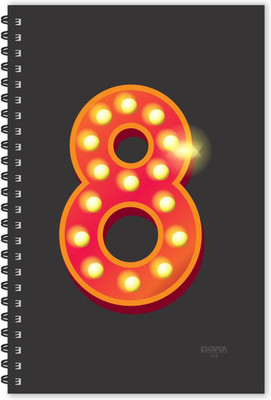 ESCAPER Number 8 - Numeric Diary (Ruled - A5 Size - 8.5 x 5.5 inches), Letter 8 Diary, Numbers Diary, Notebook A5 Diary Ruled 160 Pages(Black)