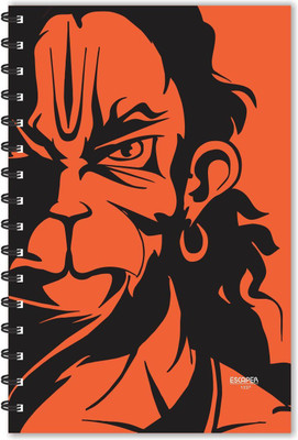 ESCAPER Orange Half Face Hanuman Diary (Ruled - A5 Size - 8.5 x 5.5 inches), Hanuman Diary, Devotional Notebook A5 Diary Ruled 160 Pages(Multicolor)