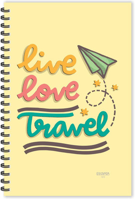 ESCAPER Live, Love, Travel (Ruled - A5 Size - 8.5 x 5.5 inches) Designer Motivational Diary, Travel Notepad A5 Diary Ruled 160 Pages(Multicolor)
