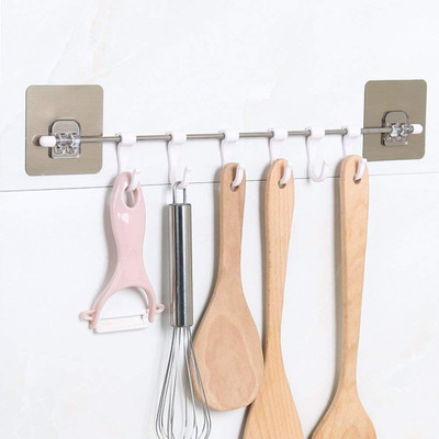 RadhaTex Plastic Sticker Self Adhesive Multipurpose Hanger Hooks Hook Rail 6(Pack of 1)