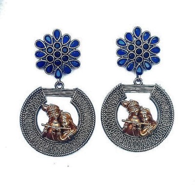 RozMili India traditional Handcrafted Dual tone Radha Krishan Brass Bollywood design earring for women & girls Brass Drops & Danglers