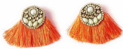 Radharaman Creations orange silk thread tassel drop earrings for women Fabric Tassel Earring