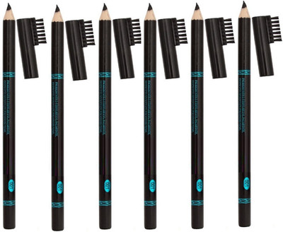 THTC WATER PROOF & LONG STAY MATTE FNISH BLACK EYE BROW PENCIL SET OF 6(BLACK)