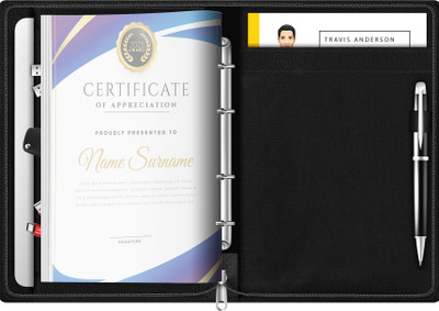 Fedus Leatherette File Folder(Set Of 1, Black)