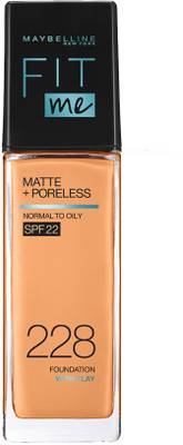 MAYBELLINE NEW YORK Fit Me Matte+Poreless Liquid Foundation (With Pump &amp; SPF 22), 228 Soft Tan, 30ml Foundation  (228 Soft Tan, 30 ml)