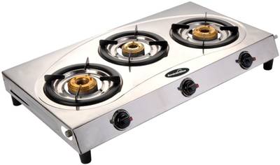 Suraksha Shine Draw Triple Cook Stainless Steel Manual Gas Stove