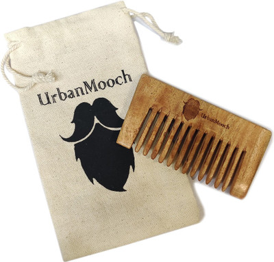 UrbanMooch Beard Comb made with Neem Wood For Healthy & Stylish Beard and Jute Pouch