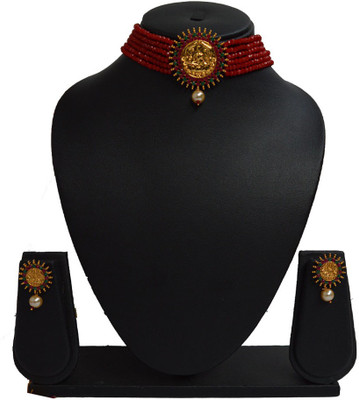 Sandhya Designer Studio Stone Red, Gold Jewellery Set(Pack of 1)