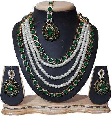 STYLISH DUDE Alloy Gold-plated Green, White Jewellery Set(Pack of 1)
