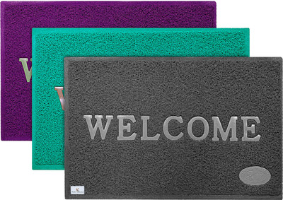 KUBER INDUSTRIES PVC (Polyvinyl Chloride) Door Mat(Multicolor, Medium, Pack of 3)