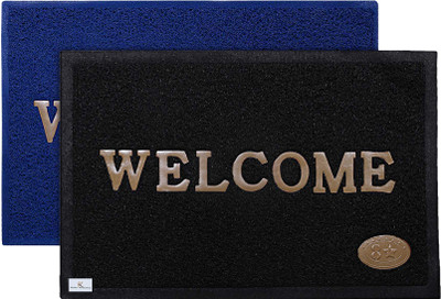 KUBER INDUSTRIES PVC (Polyvinyl Chloride) Door Mat(Multicolor, Medium, Pack of 2)