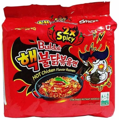 Samyang Hot Chicken Ramen 2X Spicy Buldak Instant Noodles Non-vegetarian(5 x 140 g)